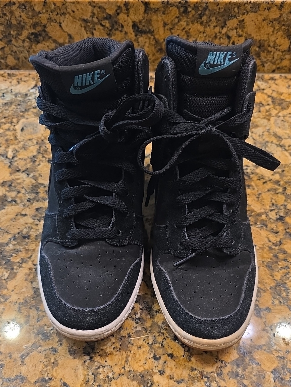 Nike Black High-Top Sneakers with Teal Logo